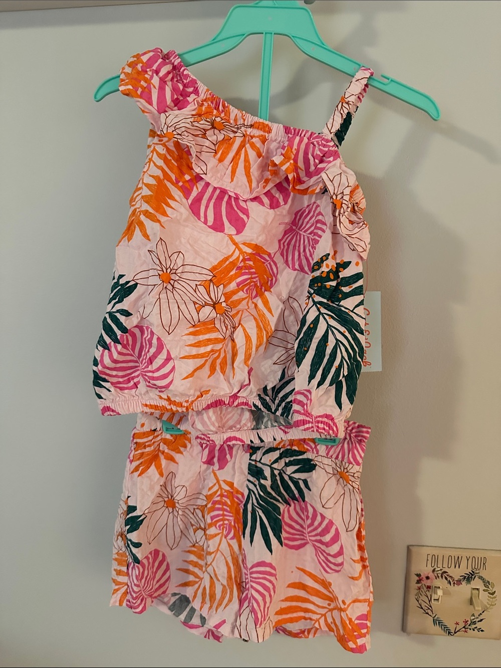 Cat & Jack Pink, Orange & Green Tropical Ruffle Two-Piece